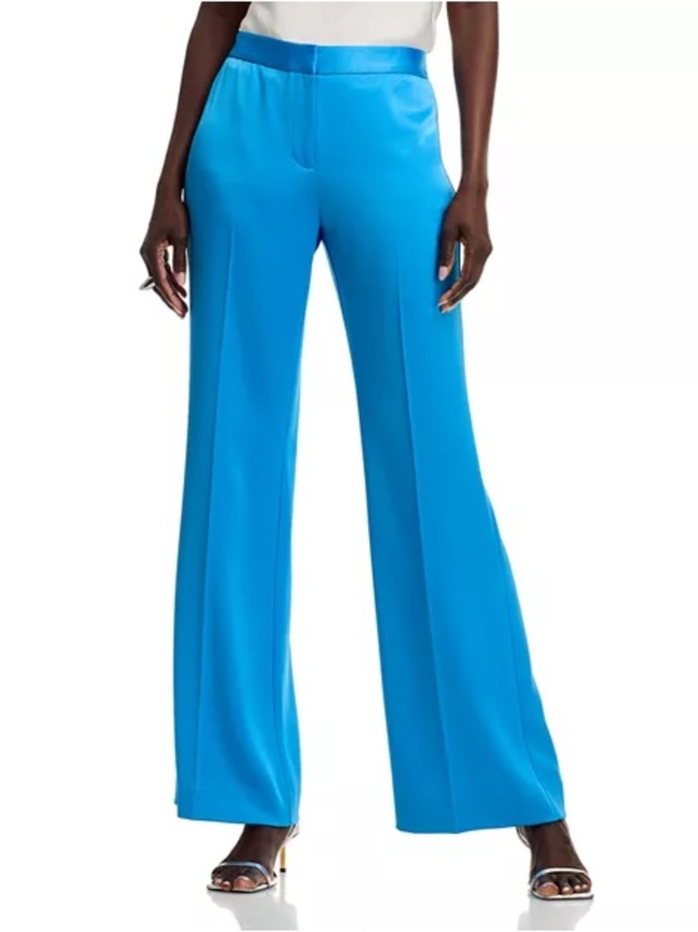 NWT Ungaro Kyra Satin Wide Leg Pants Aegean Blue Size 0 $595